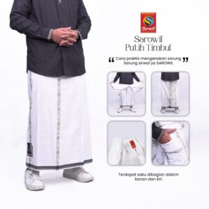 SAROWIL SARUNG CELANA EKSLUSIF PUTIH TIMBUL